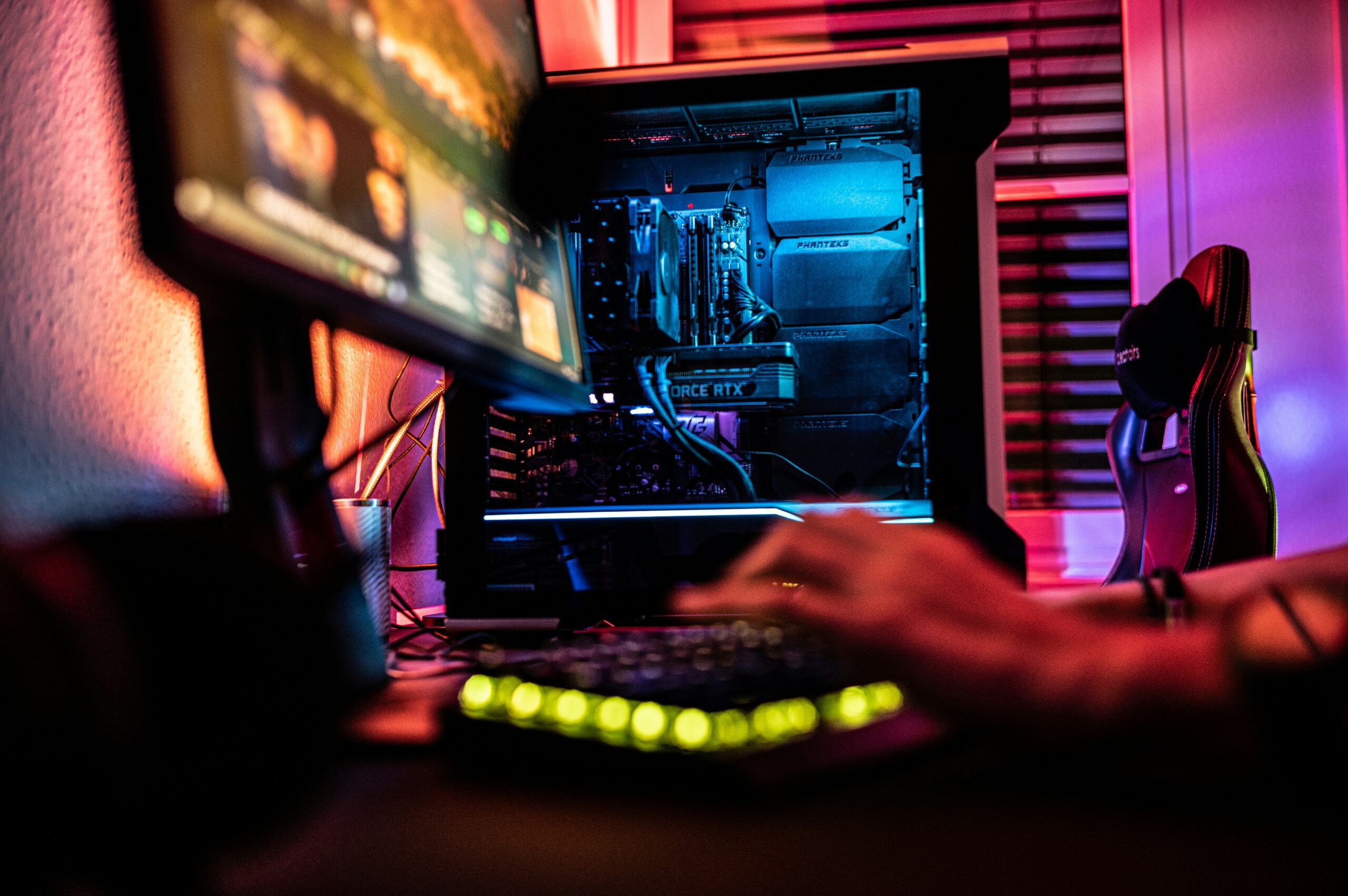 Close-up of a technician building a custom PC